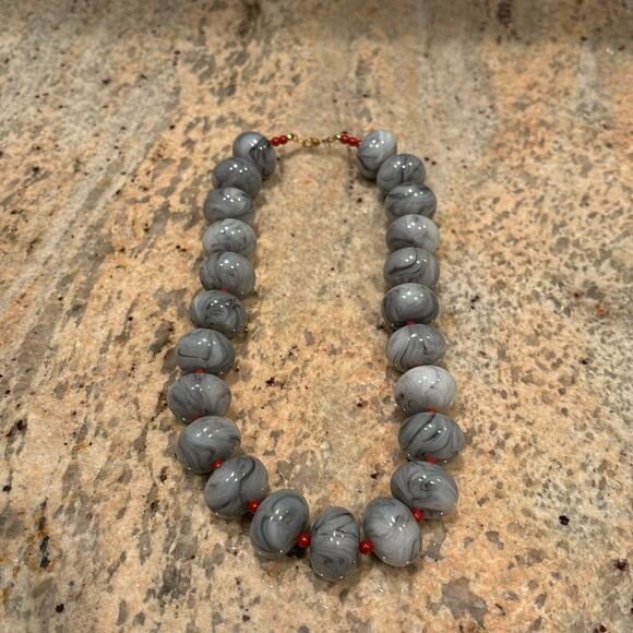 Vintage Monet Beaded Marble Faux Stone Chunky Choker - Picture 1 of 7